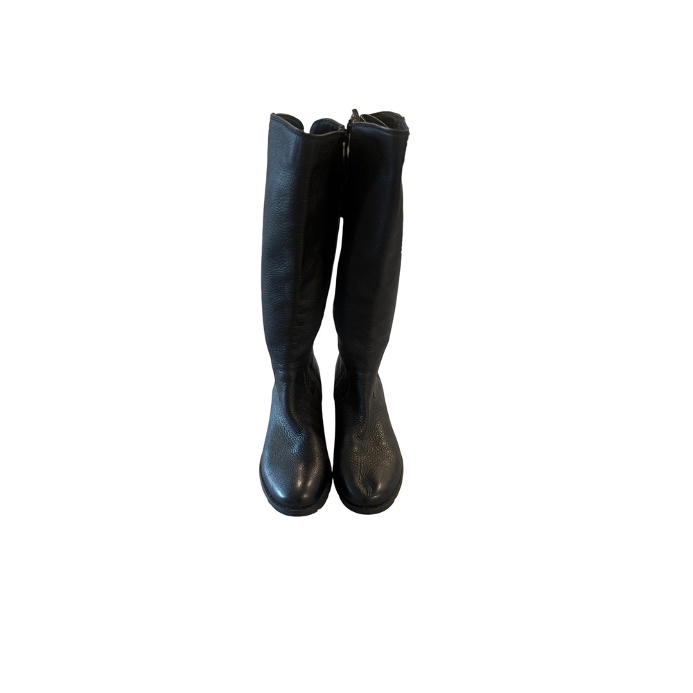 Sofft Tall Boots Women 8.5 Black Excellent Leather Lace Up Back Side Zip Toe